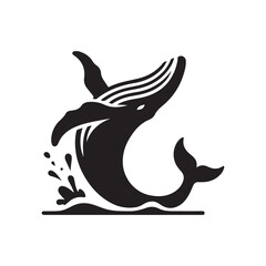 humpback whale breaching vector silhouette clip art logo design illustration