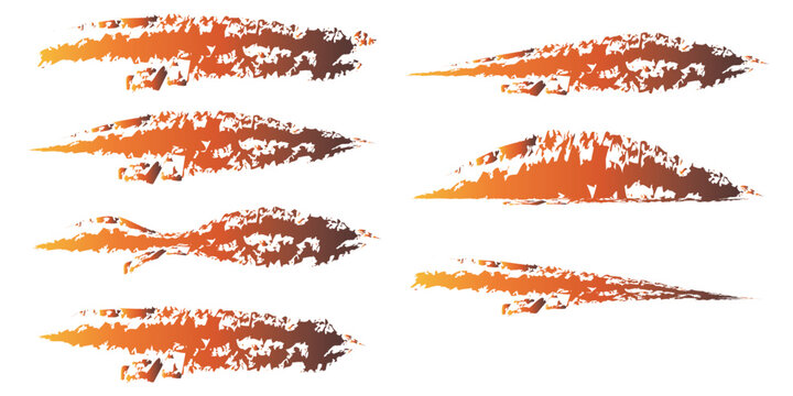 Collection of abstract textured orange and brown dynamic shapes with a distressed effect.
