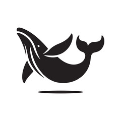 humpback whale breaching vector silhouette clip art logo design illustration