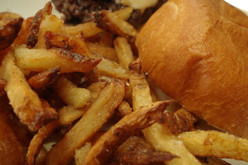 French fries and hamburger