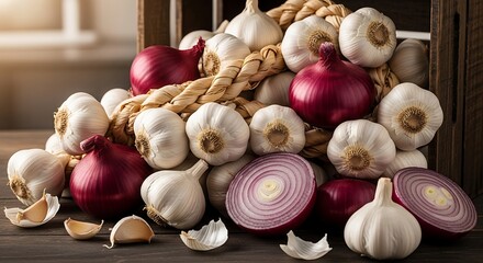 Garlic and Red Onions - A Culinary Still Life.