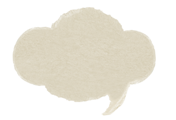 Brown paper cloud bubble. Blank brown cut out cardboard paper speech bubble. Png transparency