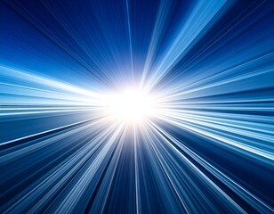Fototapeta premium Abstract blue and white radial burst emanating from central bright light