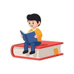 Boy Reading Book Education, Learning, Child Illustration