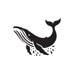 humpback whale breaching vector silhouette clip art logo design illustration