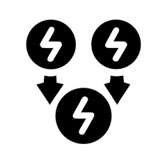 Three lightning bolt icons connected by arrows
