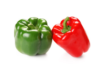 Fresh bell peppers on white background