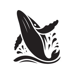 humpback whale breaching vector silhouette clip art logo design illustration