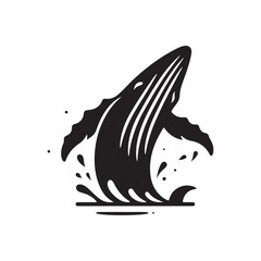 humpback whale breaching vector silhouette clip art logo design illustration © MdBadal