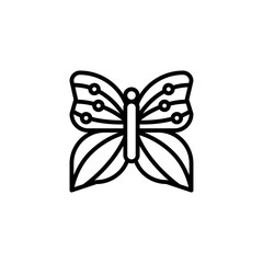 Minimalist Line Art Butterfly Icon With Circuit Board Details On Transparent Background