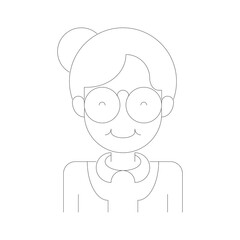 Minimalist Line Art Avatar of a Woman with Glasses and a Bow Tie on a Transparent Background