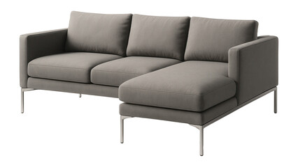 Modular monochrome sofa with chrome legs, perfect for an industrial loft setting.