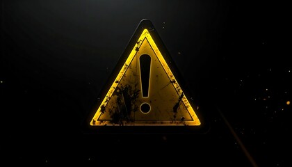 Cinematic concept of a dirty, scratched warning triangle symbolizing imminent danger or a system alert