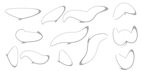 Silver Outlined Speech Bubbles Collection Abstract Shapes Communication Elements.
