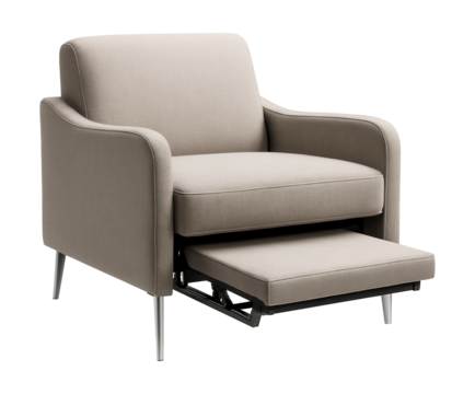 A stylish armchair that transforms into a hidden fold-out bed, ideal for modern studios.