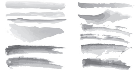 Obraz premium Grayscale Watercolor Brush Strokes: Textured Artistic and Abstract Elements.
