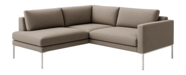 Corner sofa with modern chrome legs, perfect for a professional lounge space.