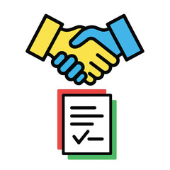Handshake Deal Agreement Icon, Business Partnership, Contract