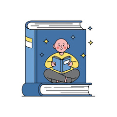 Reading Book Illustration Boy Learning, Education, Knowledge