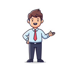 Cartoon Businessman Presenting, Vector Illustration, Business Concept