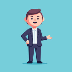 Cartoon Businessman Presentation, Character Illustration, Business