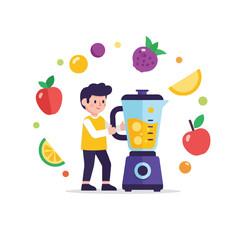 Making Smoothie Blender, Fruits, Healthy Lifestyle Illustration