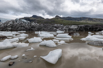 Svínafellsjökull glacier and lake in Iceland