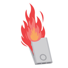 発火するモバイルバッテリー　イラスト