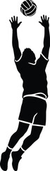 Volleyball player spiking ball in mid air silhouette