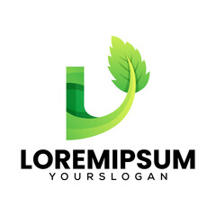 letter u leaf gradient logo design
