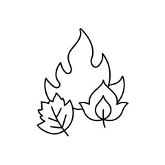 Burning leaves outline drawing