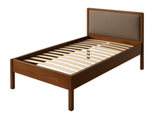 Single bed with slatted base for improved mattress ventilation in humid conditions.