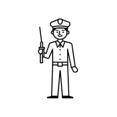 Cartoon security guard holding baton