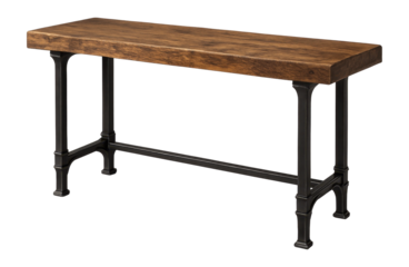 Reclaimed wood console table with iron legs, perfect for an industrial-style space.