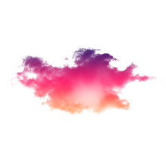 Obraz premium Abstract gradient cloud shape with purple red and orange colors isolated on a black background on transparent background