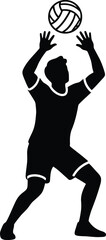 Silhouette of a volleyball player serving the ball