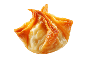 Australia dim sum deep fried dumpling topped with sesame, isolated isolated on white transparent background, concept of Asian cuisine