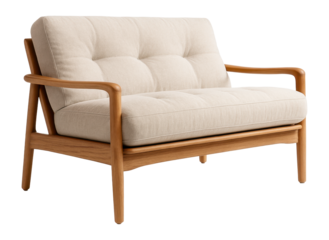 A wooden-framed futon bed with a thick mattress, perfect for studio living.