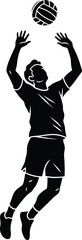 Silhouette of a volleyball player jumping to spike the ball