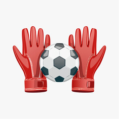 Goalkeeper's Gloves and Soccer Ball Illustration for Sports Theme