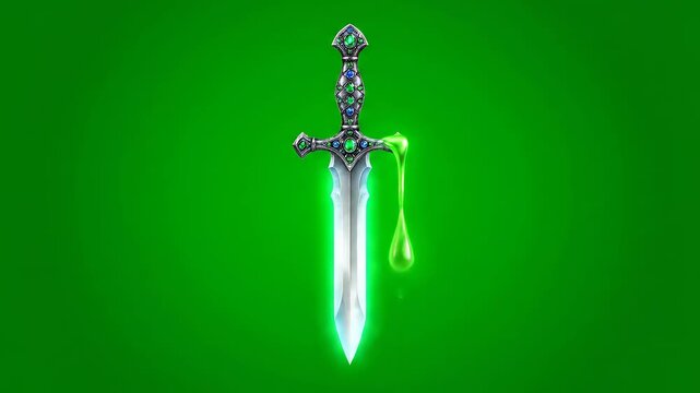 Fantasy Sword with Dripping Green Slime