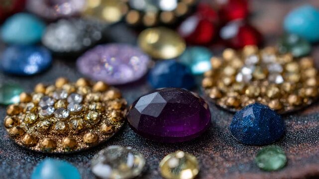 An array of colorful gemstones and decorative stones sparkles, showcasing the beauty of nature&rsquo;s creations, reflecting luxury, and forming the core of exquisite jewelry design.
