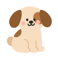 Small Puppy in Flat Cute Style for Kids Illustration