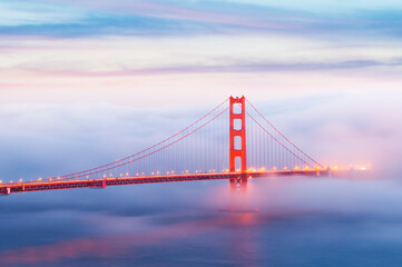 Golden Gate Bridge at Sunset. San Francisco, California, USA