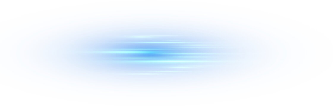 Abstract motion light with dynamic blue neon lines and speed wave trail. Transparent PNG glow background for technology, innovation, or futuristic energy design.