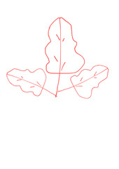 Artistic rendering of leaves nature digital drawing minimalist style top-down view creative concept