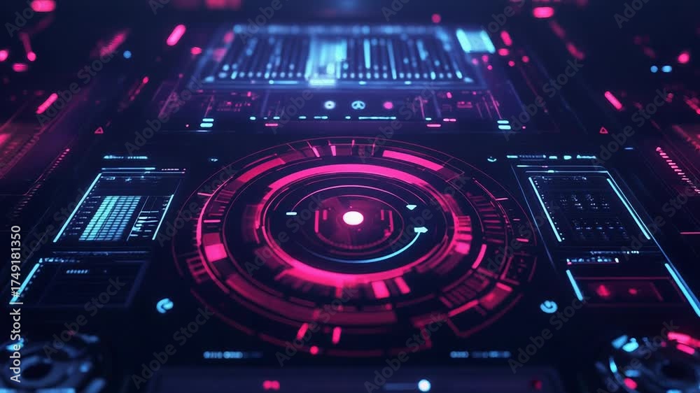 Wall mural futuristic technology user interface displaying digital data on screen
