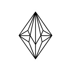 Geometric diamond shape black lines on transparent background silhouette