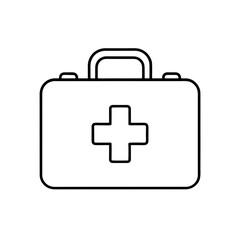 Outline of a first aid kit with cross on transparent background silhouette