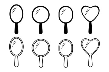 Hand mirror icon Line and Silhouette style for website or mobile app. Flat vector illustration design isolated on white background.